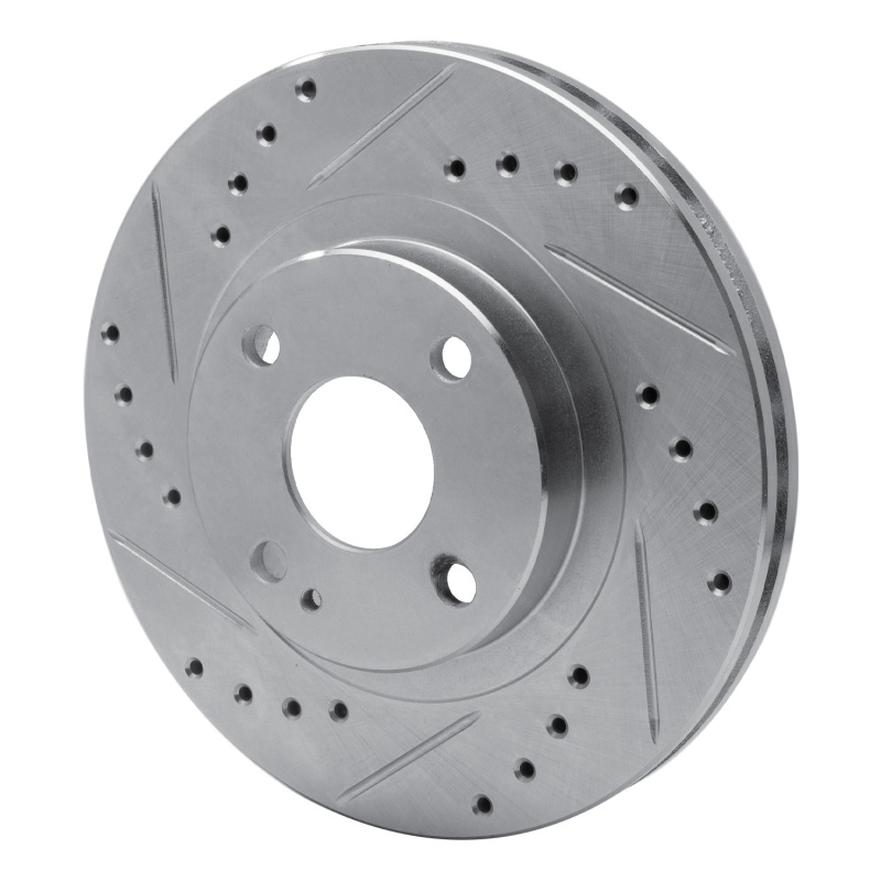 Mazda Protege Brake Rotor (1) - Front Left - R1 Concepts - Drilled & Slotted - Silver - `99-`03